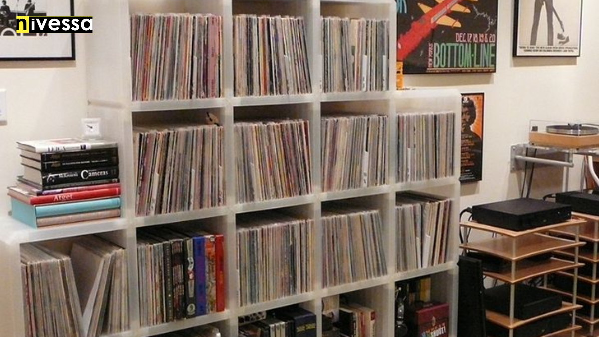 vinyl records rack